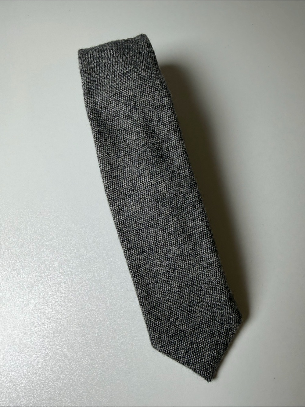 J. Crew Hand Made in USA 100% Wool Grey Knit Birdseye Slim Textured Tie